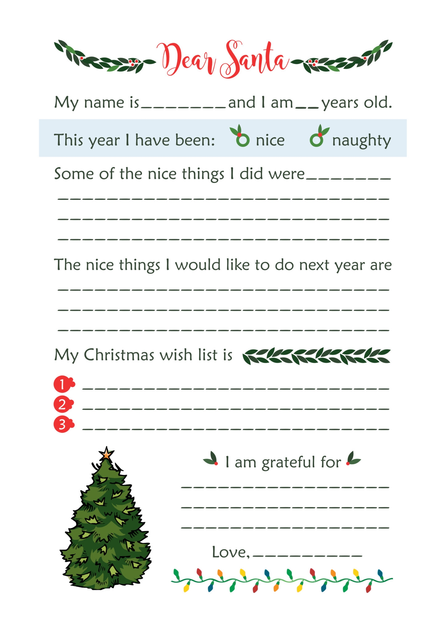 Santa List Printable Cheapest Collection Save 59 Jlcatj gob mx