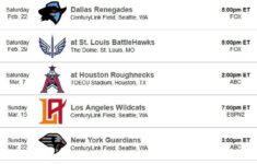 Seattle Dragons Schedule With TV Listing Print And Put On The Fridge