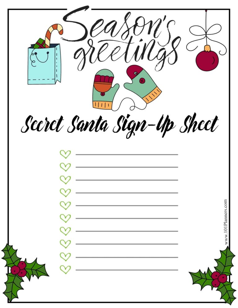Secret Santa Template Secret Santa Questions Forms