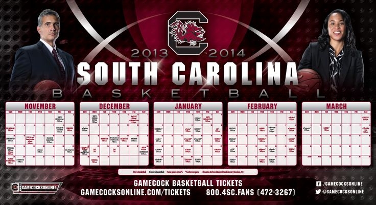 South Carolina Men s Women s Basketball Schedule Magnet 2013 2014 