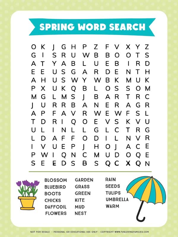 Spring Word Search Printable Pdf Word Search Printable Free For Kids 