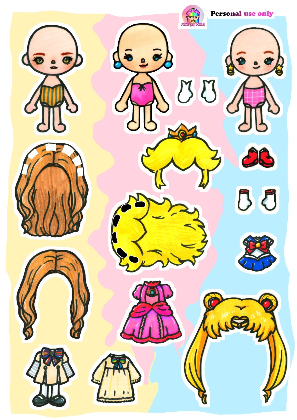Toca Boca M3gan Princess Peach Sailor Moon Paper Crafts DIY
