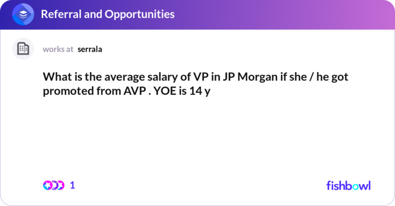 What Is The Average Salary Of VP In JP Morgan If S Fishbowl