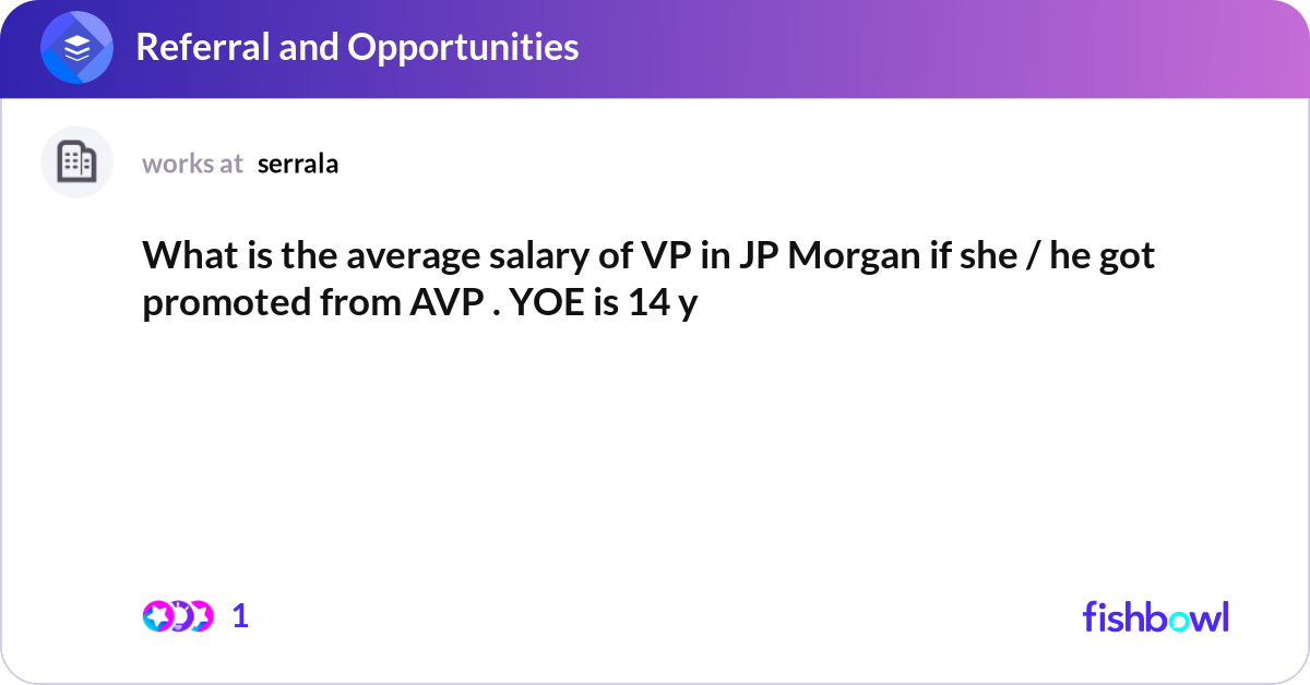 What Is The Average Salary Of VP In JP Morgan If S Fishbowl