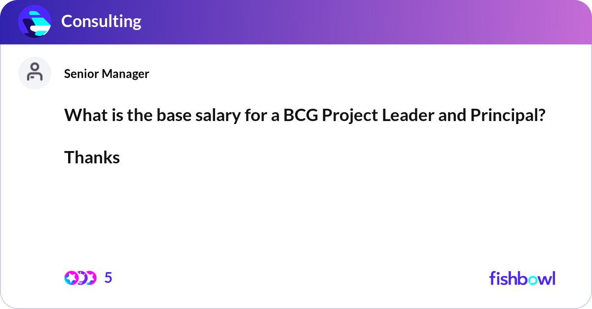 What Is The Base Salary For A BCG Project Leader A Fishbowl